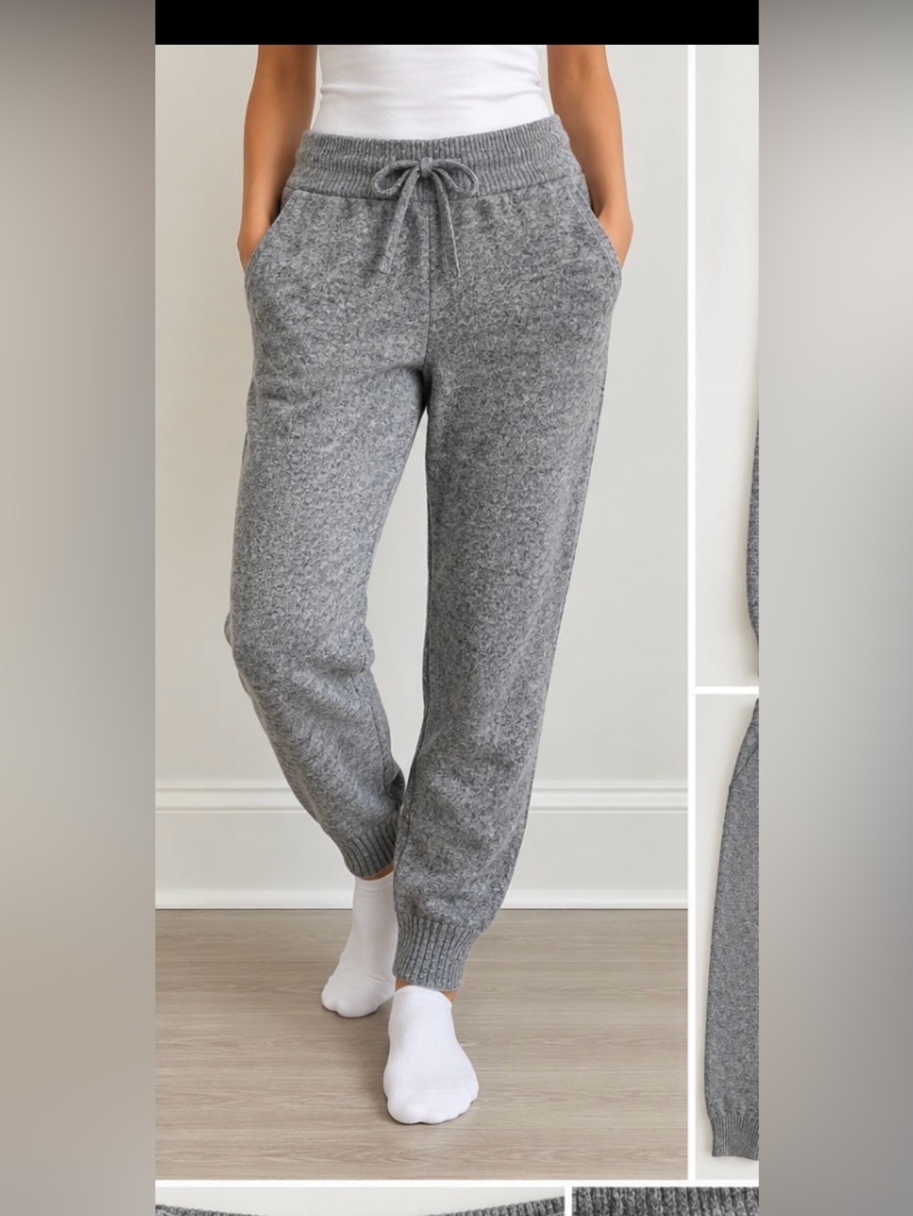 Express Gray Cozy Knit Jogger Pants Warm Lounge Size M NWT